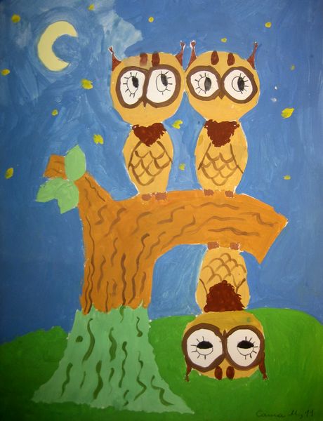 Art Studio PALETTE. Aleksandra Malisheva Picture.  Tempera Animals Birds 